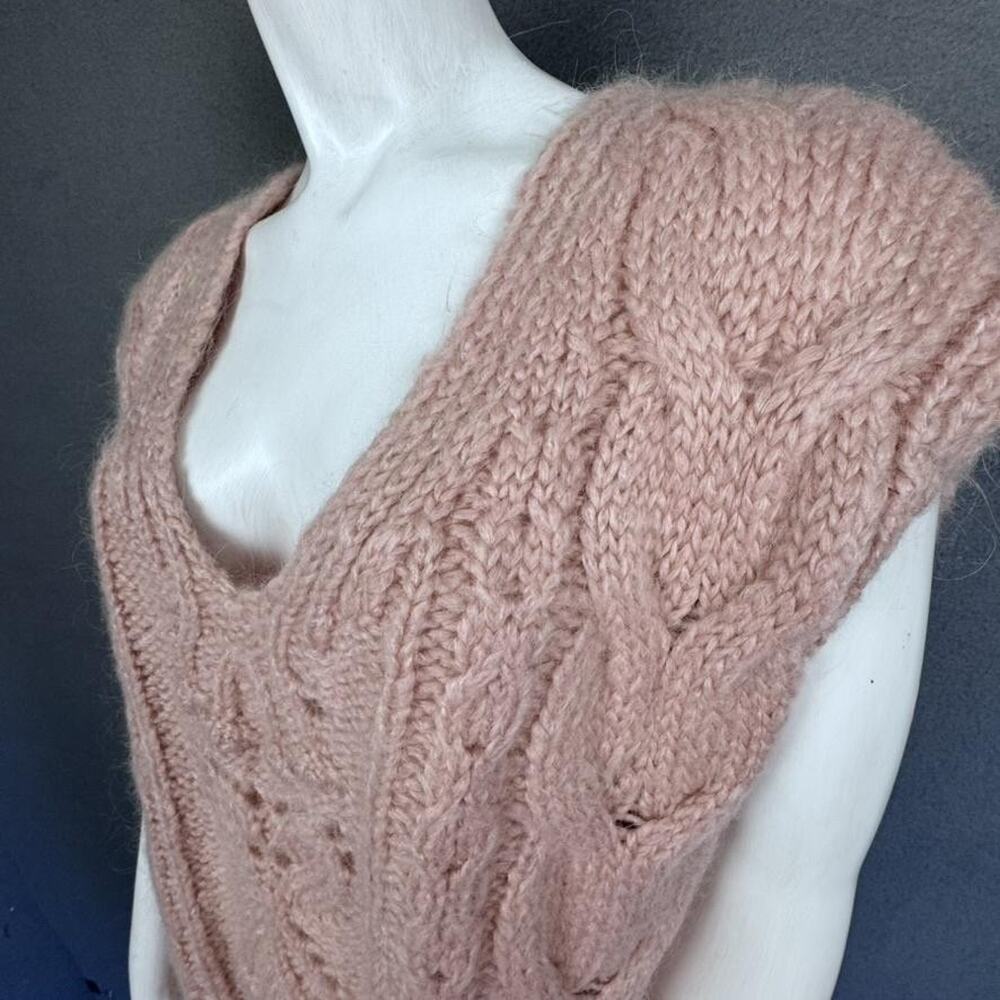 Zara Sweater Dress Womens Medium‎ Pink Cable Knit Sleeveless Alpaca Boho Preppy - Picture 9 of 16